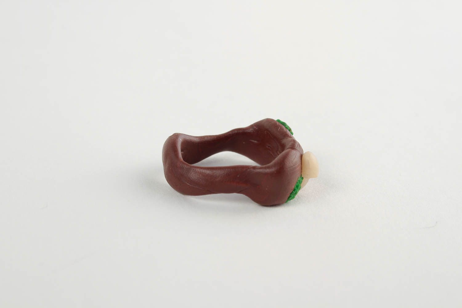 Brauner Frauen Ring handmade Polymer Schmuck Accessoire für Frauen Pilze  foto 4