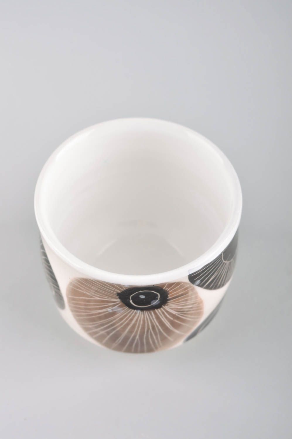 Handmade schöne Teetasse 300 ml Keramik Geschirr originelle Ton Tasse mit Print foto 3