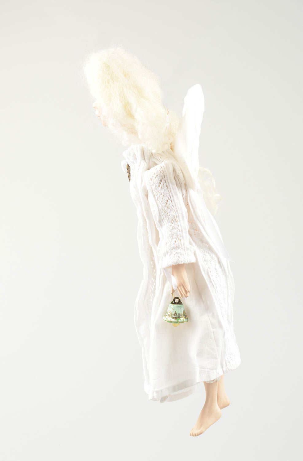 Engel Figur handgefertigt Deko Hänger Wohnzimmer Deko in Weiß ausgefallen foto 4