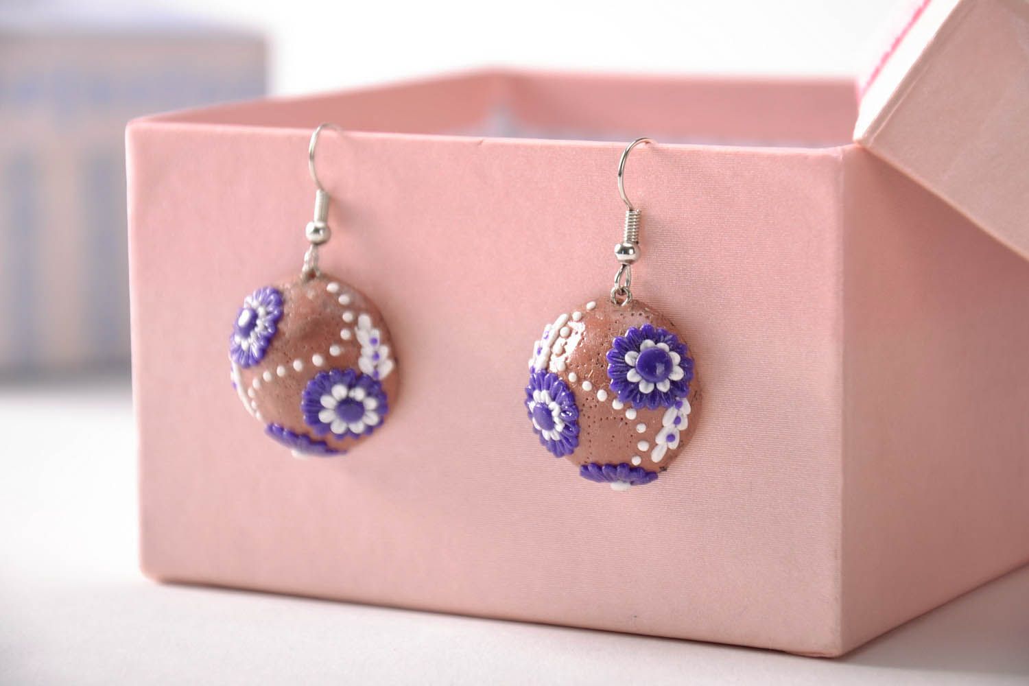 Round polymer clay earrings photo 3