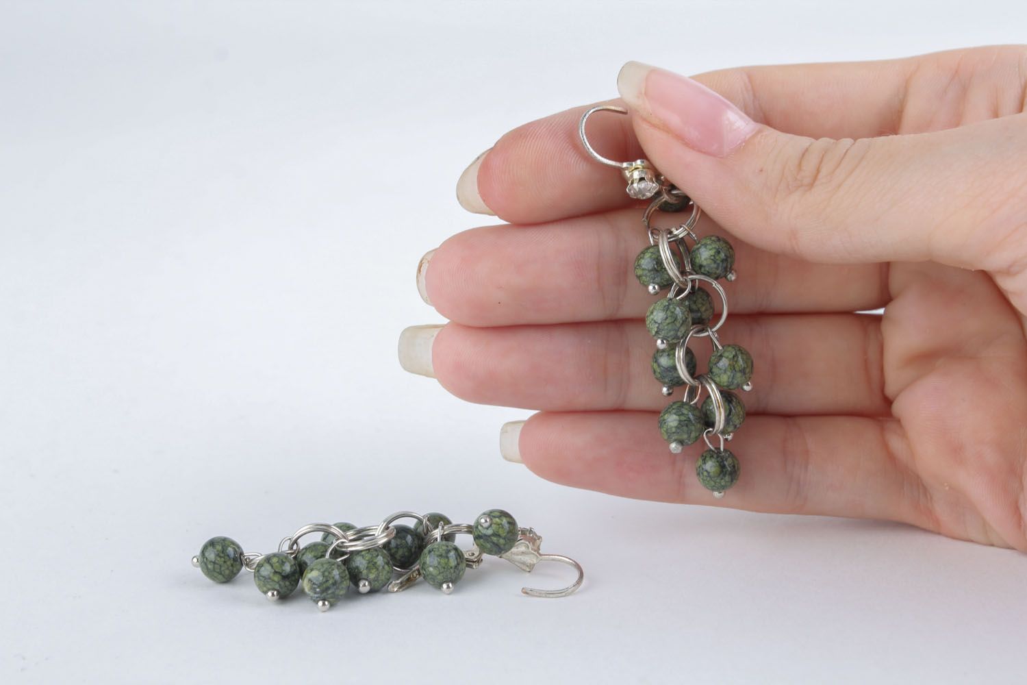Long earrings with natural stones photo 5