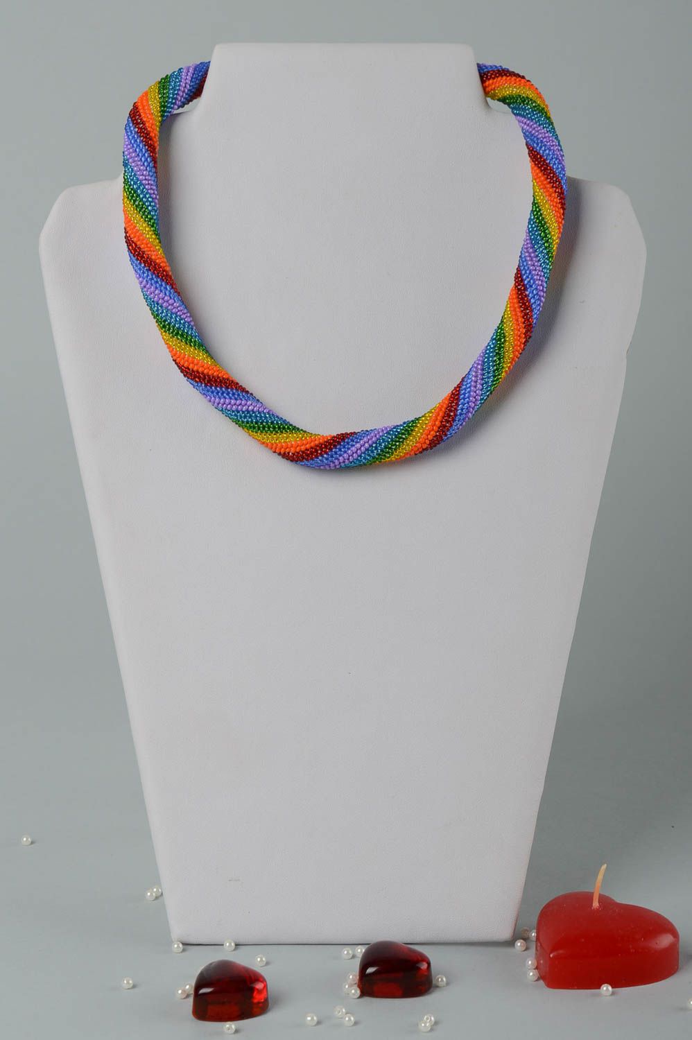 Collier spirale Bijou fait main perles de rocaille multicolore mode Cadeau femme photo 1