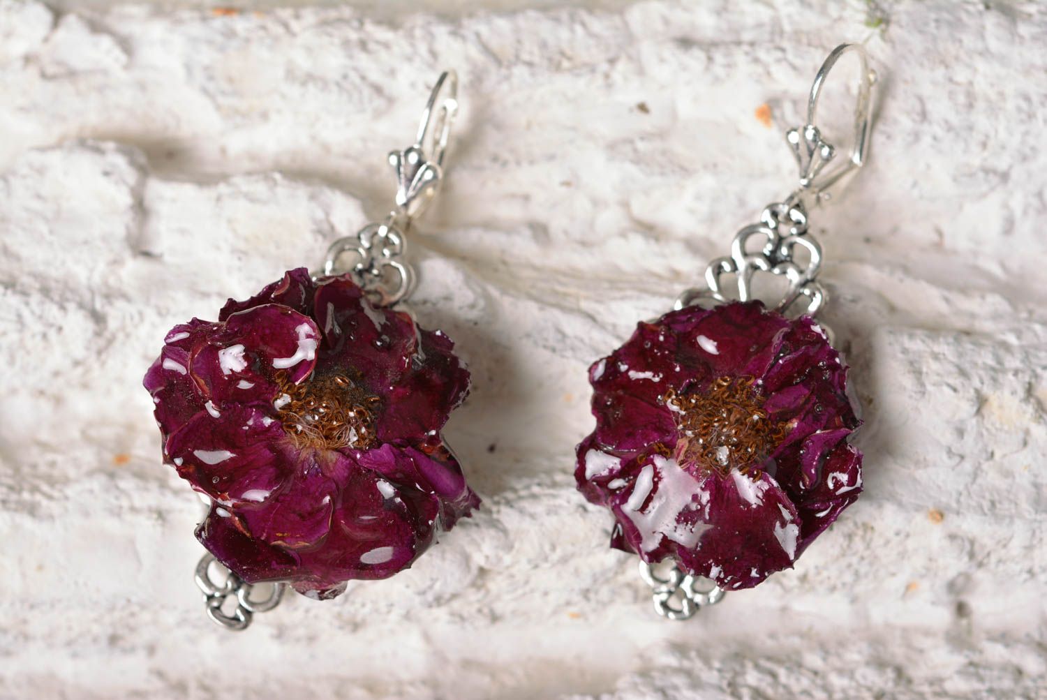 Handmade jewelry set flower necklace designer earrings botanical jewelry photo 5