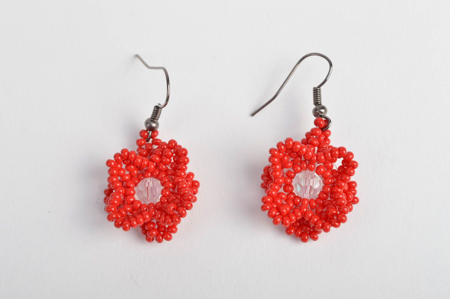 Seed beaded handmade earrings woven bijouterie for woman designer accessory photo 2