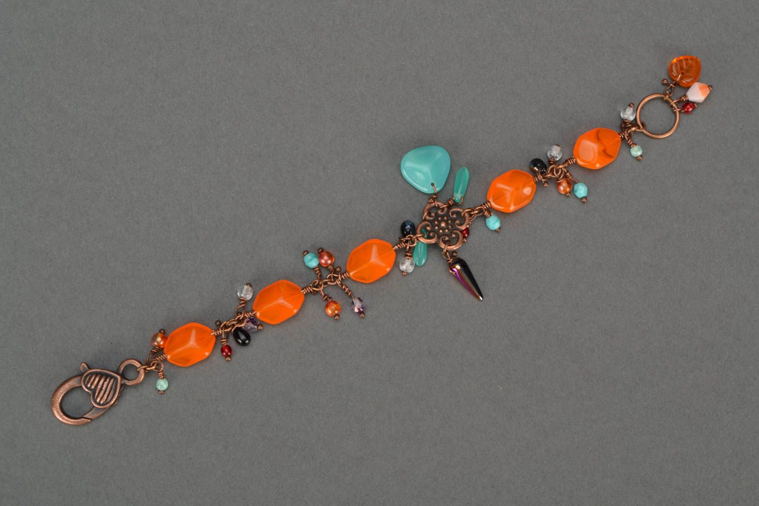 Glasperlen Armband in Orange schön originell handgemacht Designer Accessoire  foto 3
