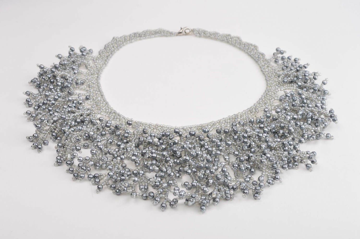 Collier Halskette handgemachter Schmuck Accessoire für Frauen Damen Collier grau foto 3