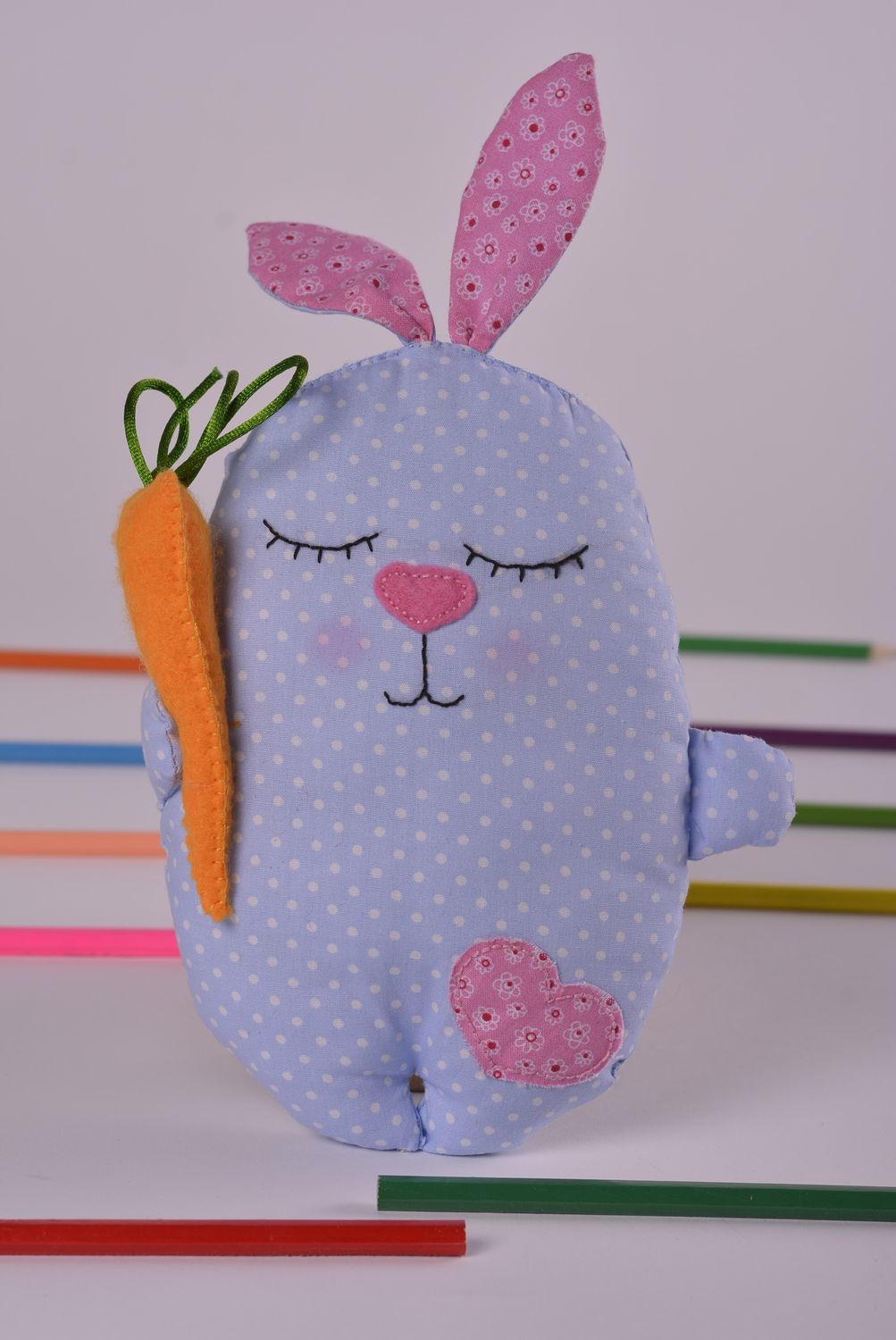 Handmade textile rabbit unusual soft toy beautiful designer toy for kids photo 1