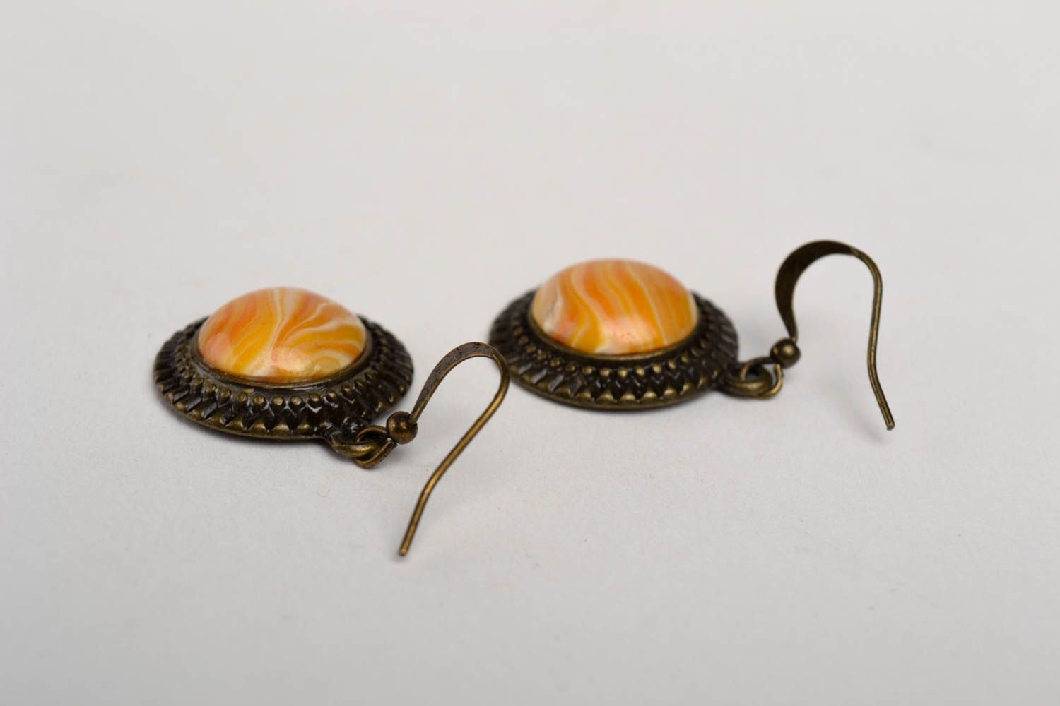 Handmade stylish cute earrings yellow unusual earrings beautiful jewelry photo 4