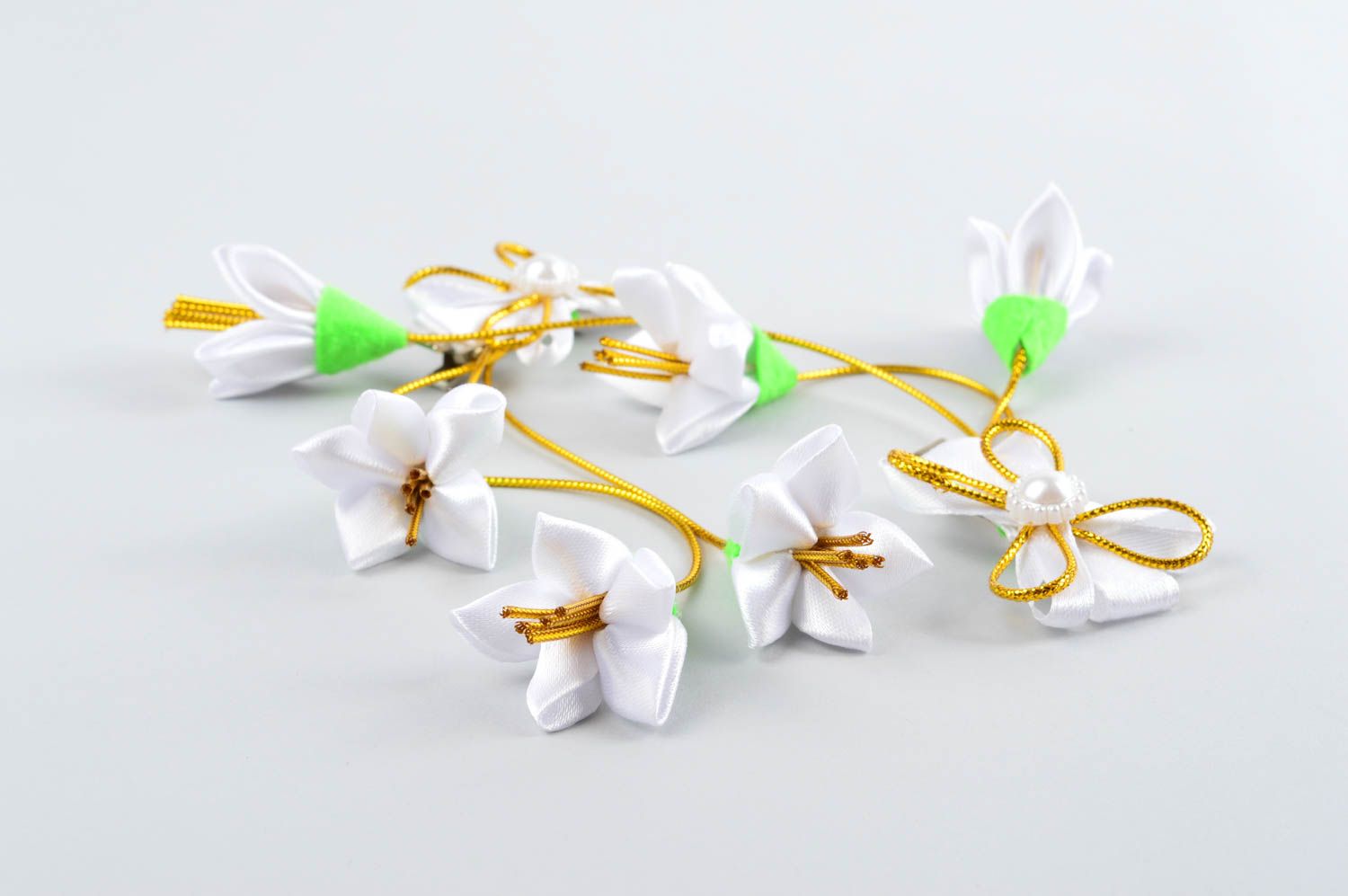 Haarspangen Blumen handmade Mode Schmucke 2 Stück Accessoires für Haare in Weiß foto 3