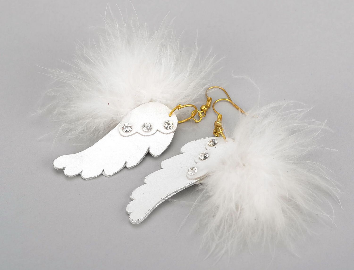Leather earrings Wings of angel photo 1