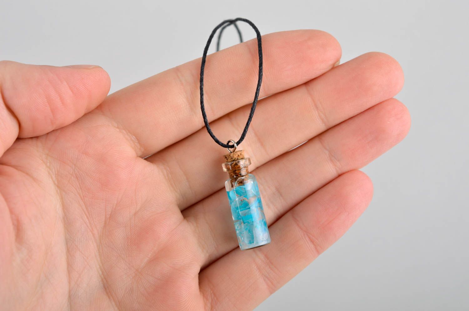 Handmade pendant necklace glass vial with cork charm womens accessories photo 5