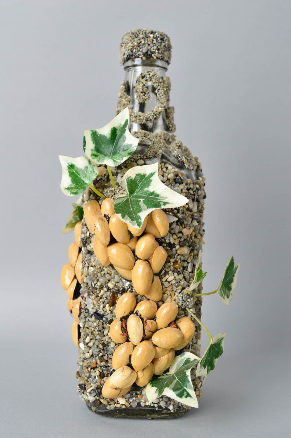 Стеклянная бутылка хэнд мэйд с камнями песком украшение для дома декор квартиры фото 2