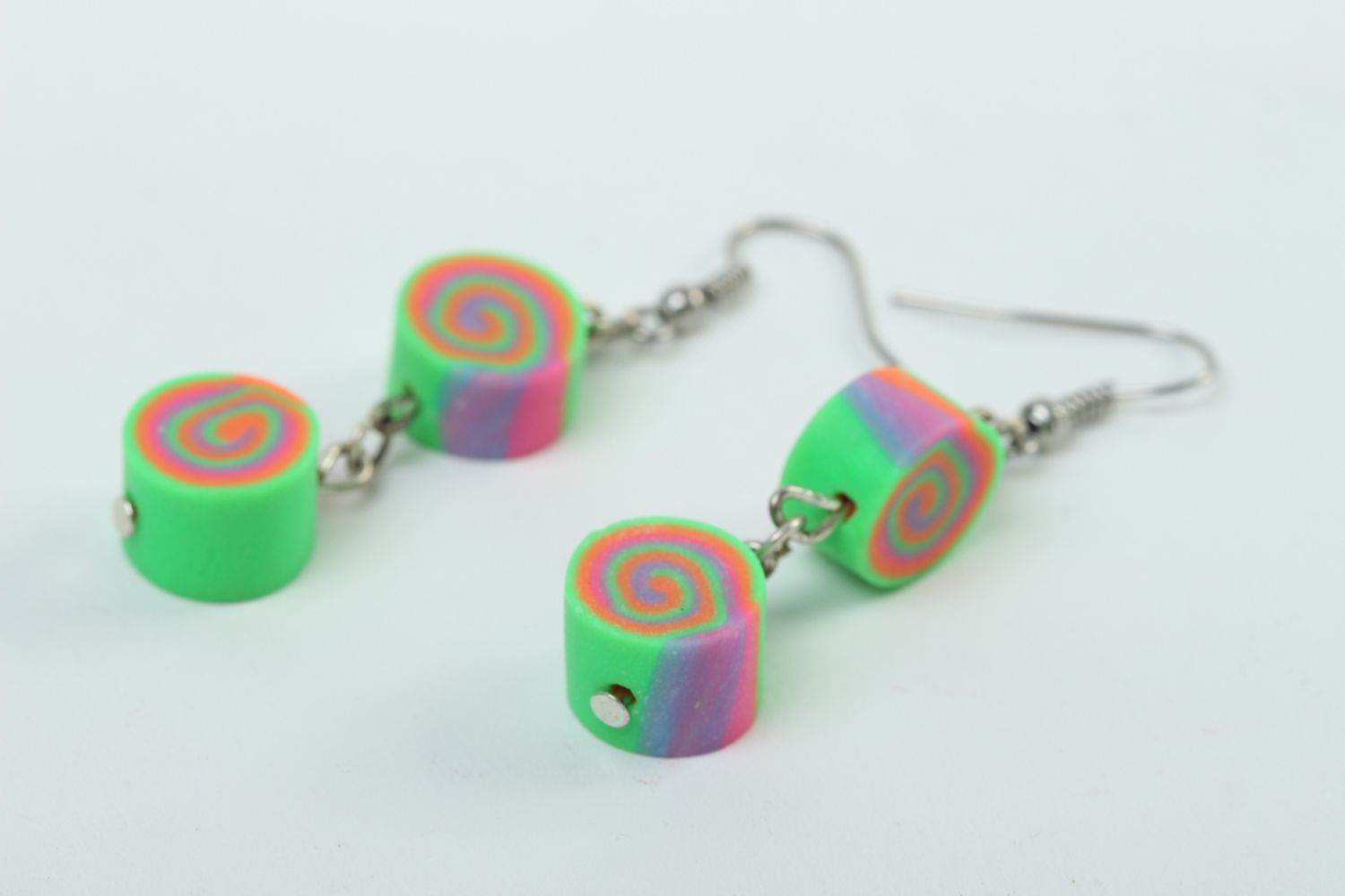 Handmade stylish accessory unusual plastic earrings cute dangling earrings photo 3