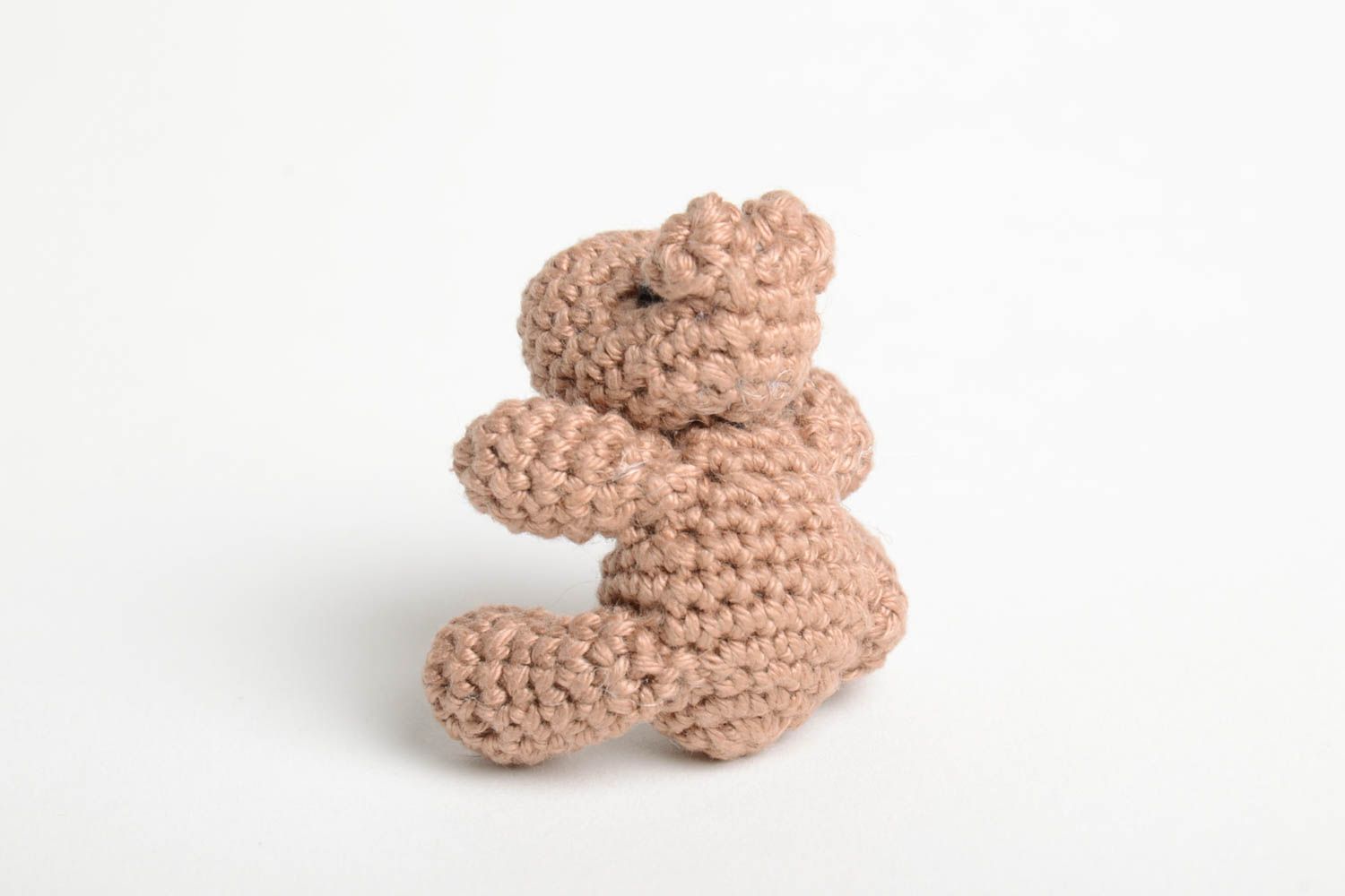 Jouet tricoté Peluche hippo fait main au crochet marron Cadeau enfant coton photo 4