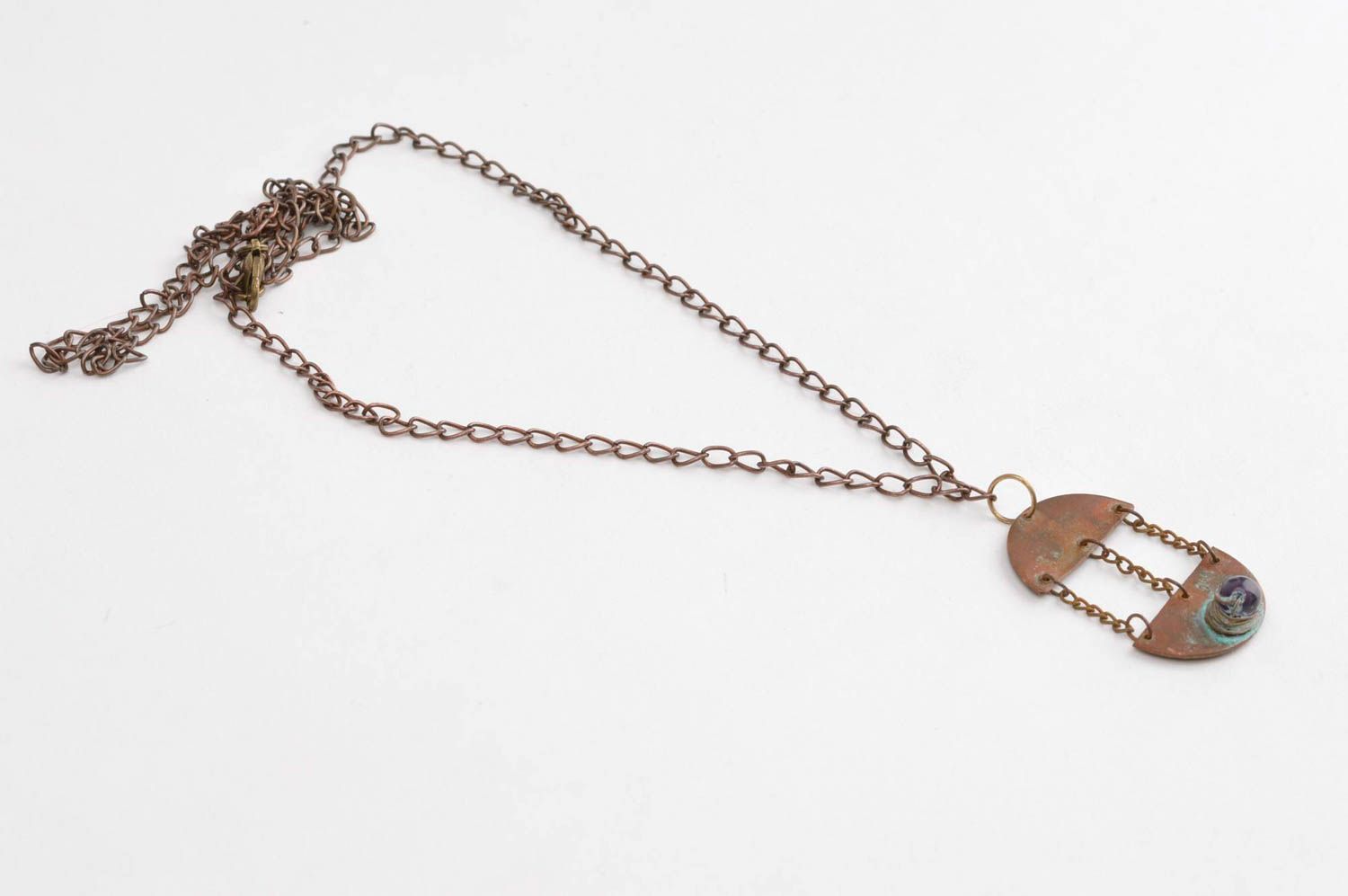 Handmade pendant designer jewelry unusual neck accessory copper pendant photo 3