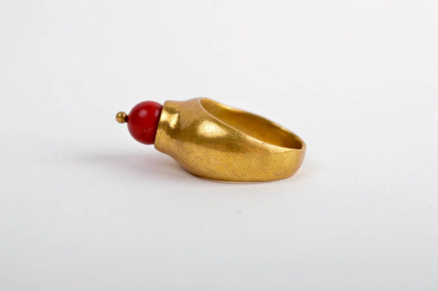 Кольцо ручной работы украшение из латуни модное кольцо женское с камнем фото 3