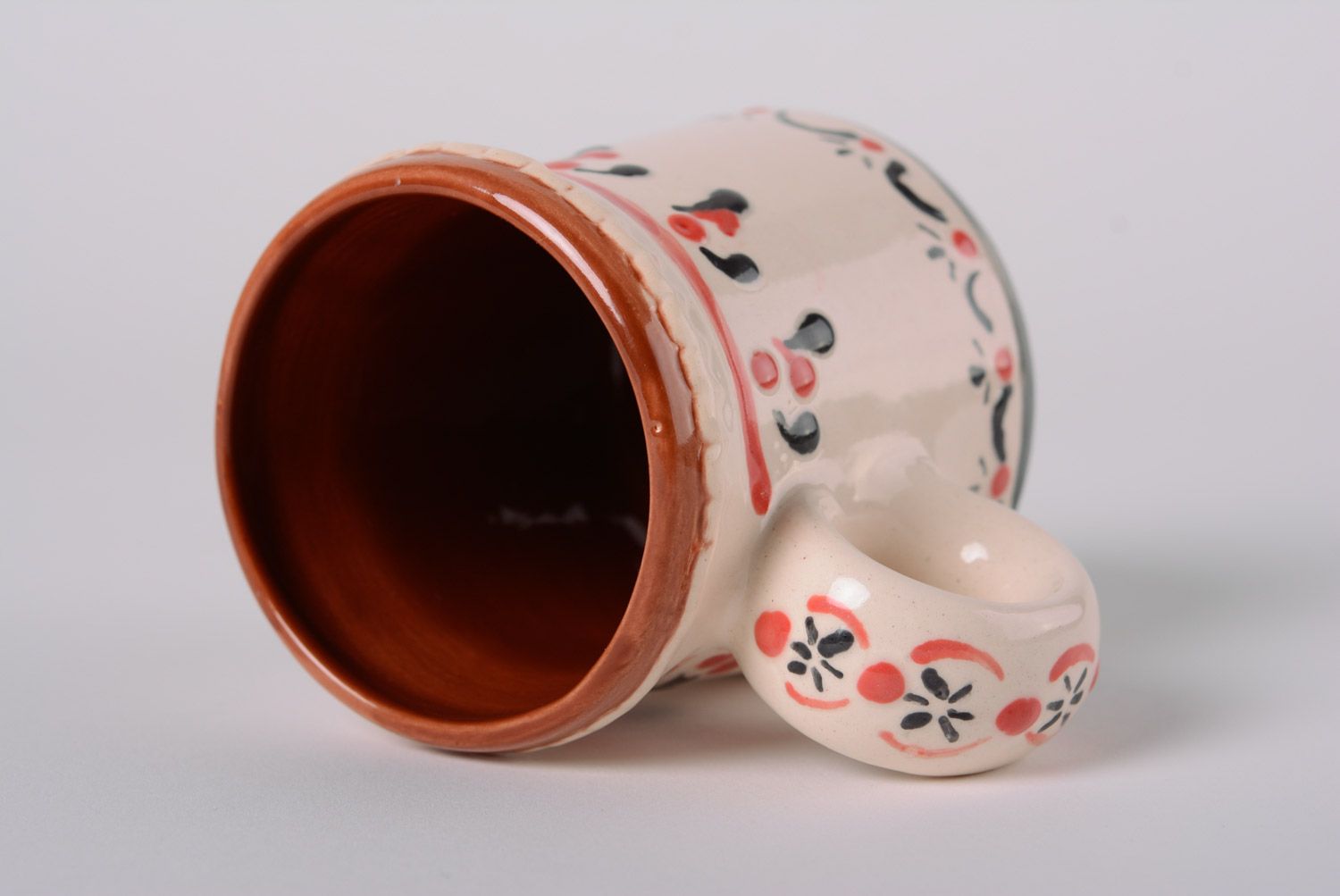 Clay handmade mug for tea and coffee with painting majolica ceramics home decor photo 4