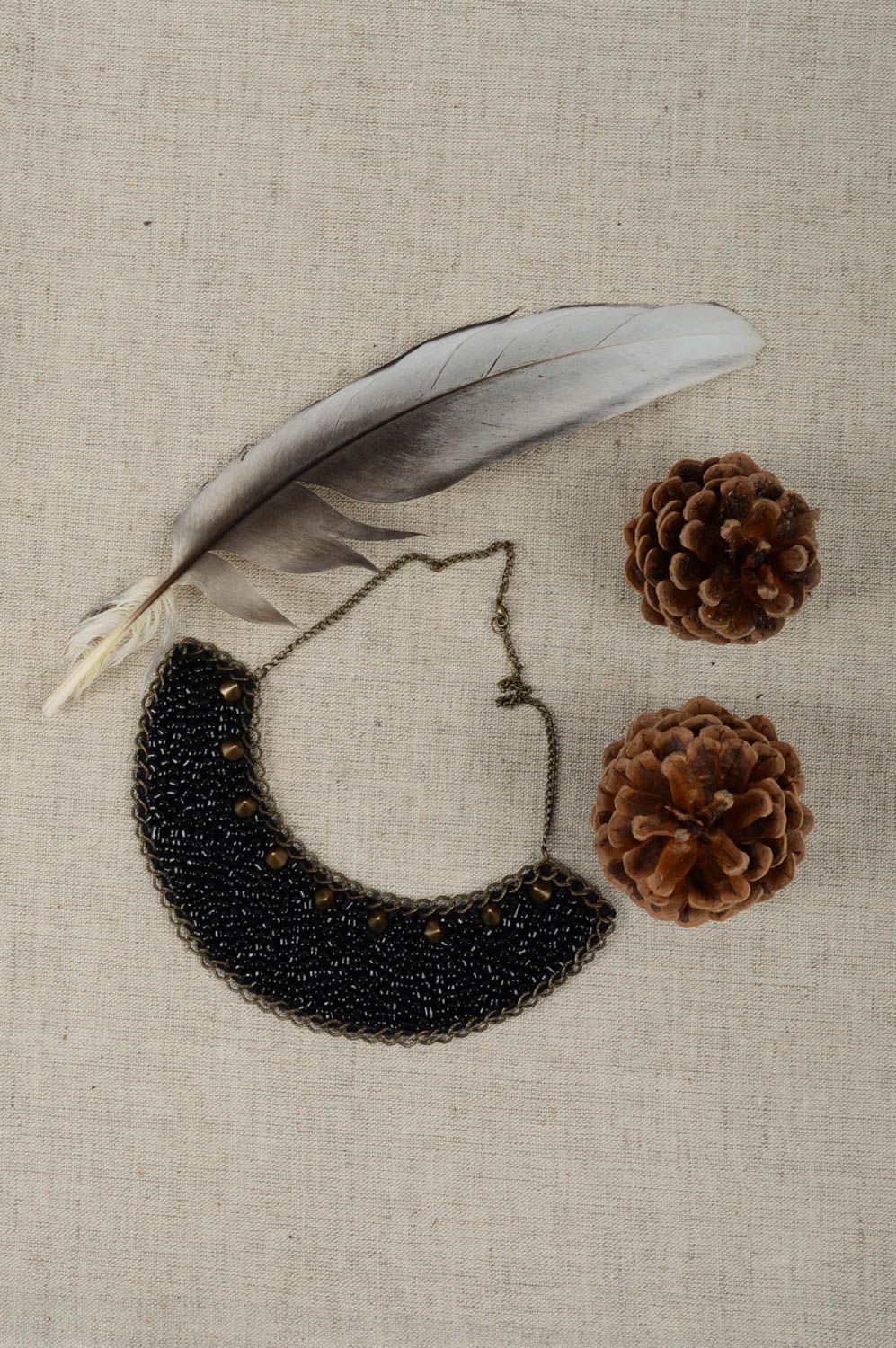 Designer beaded necklace handmade black accessory beautiful necklace gift photo 1