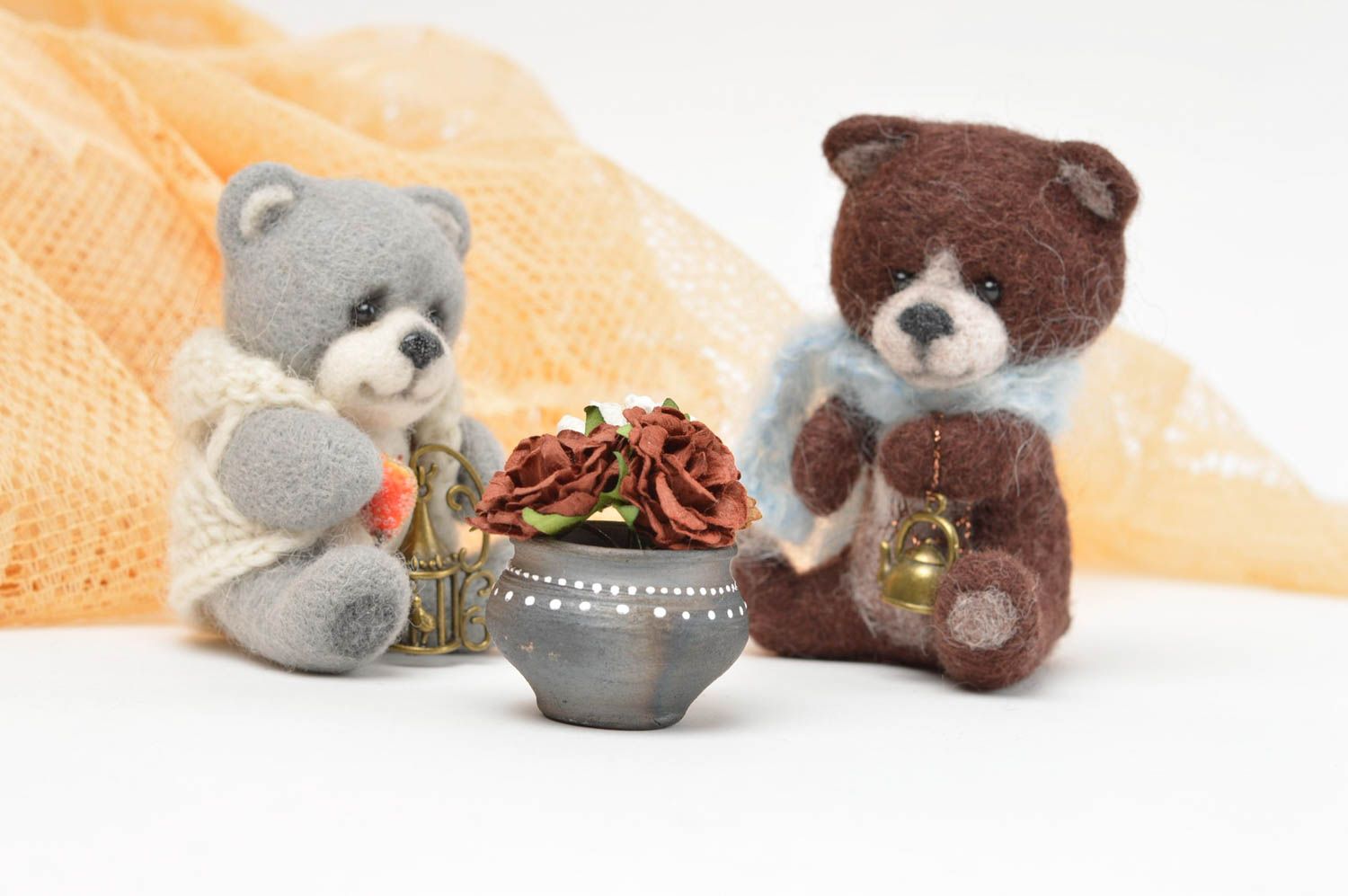 Spielzeug Set Handmade Stoff Tiere Geschenk Idee Kuschel Tiere Bären 2 Stück foto 1