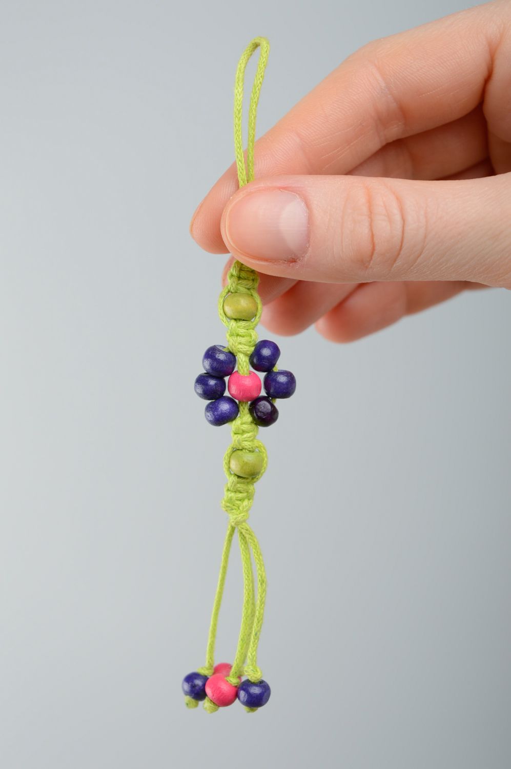 Macrame woven cord bracelet with wooden beads photo 3