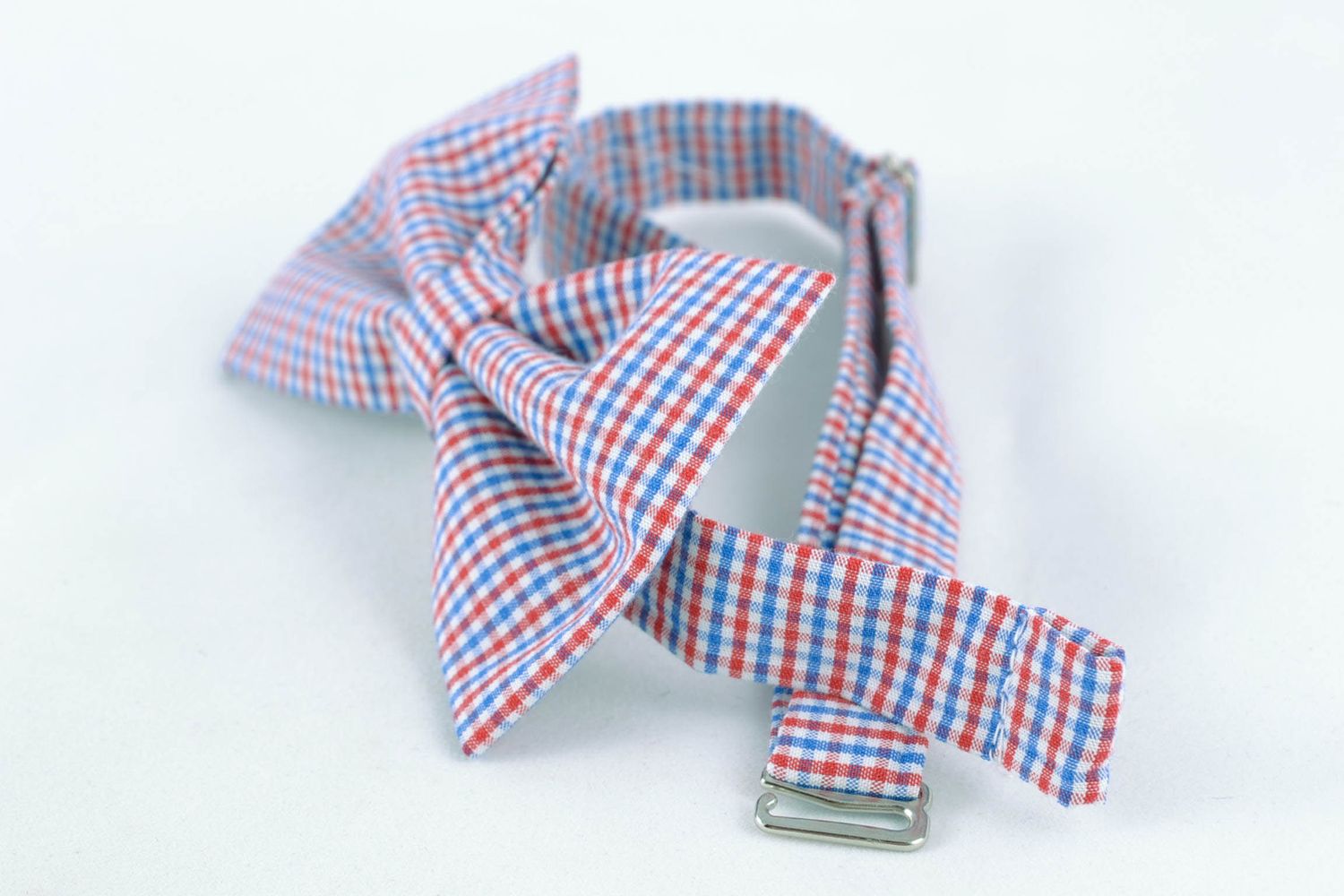 Fabric bow tie with checkered print for men and women photo 5