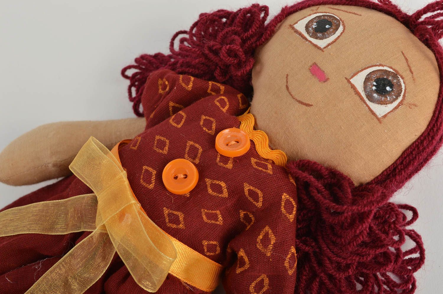 Кукла ручной работы кукла из ткани мягкая кукла из хлопка и льна расписная фото 4