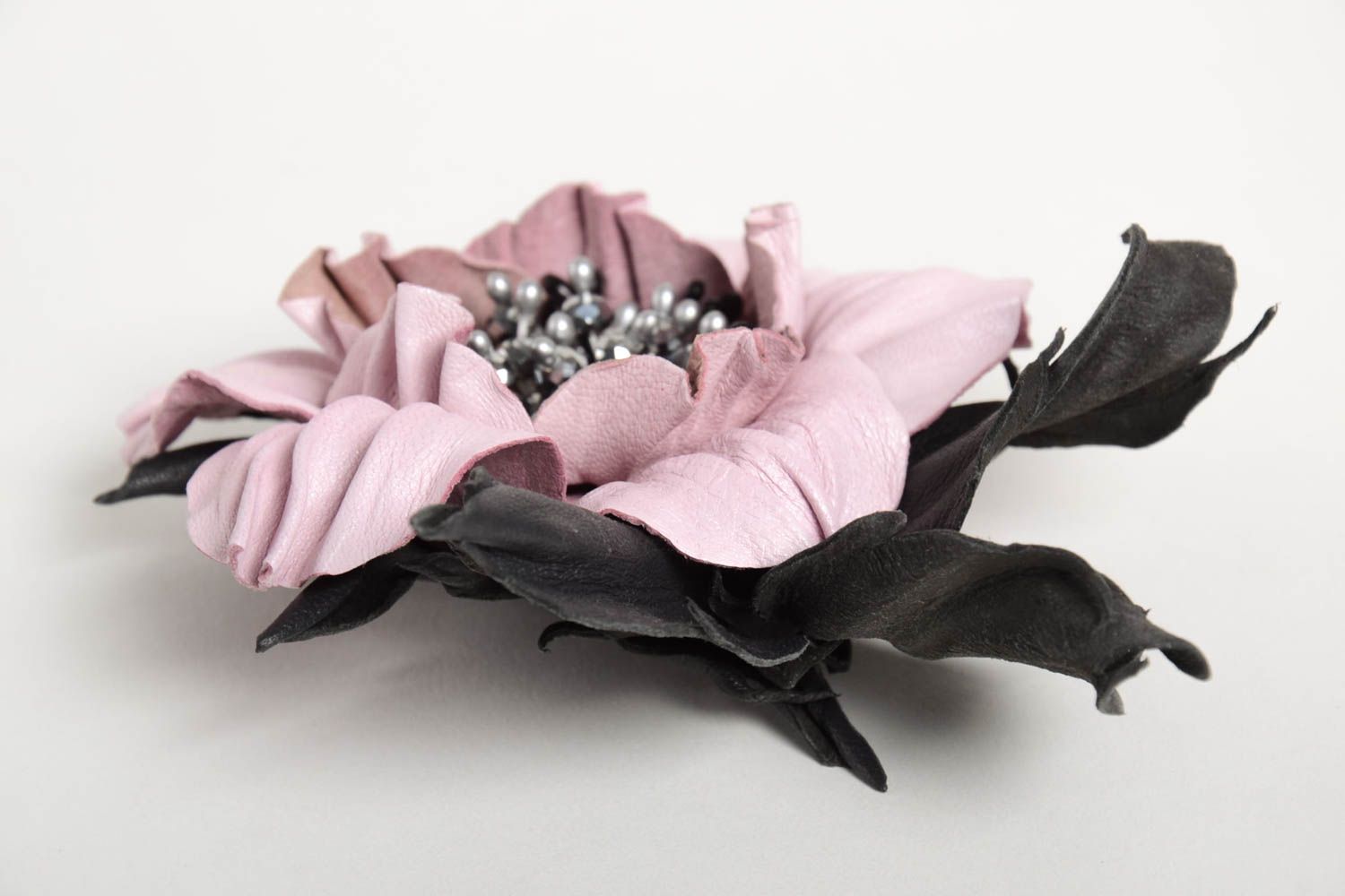 Handmade stilvolle Blume Brosche Leder Schmuck Accessoire für Frauen rosa Blume foto 4