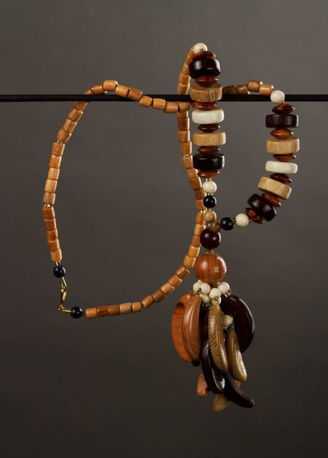 Wooden handmade beaded necklace photo 1