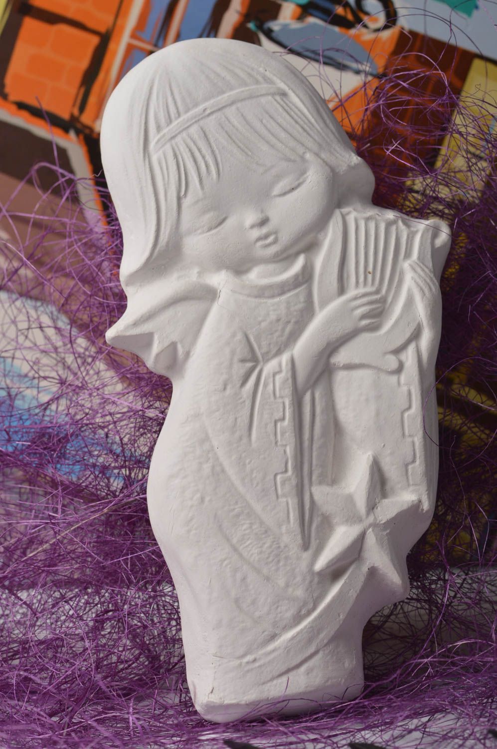 Figurine en plâtre fait main Objet à peindre Ange Déco maison originale photo 1