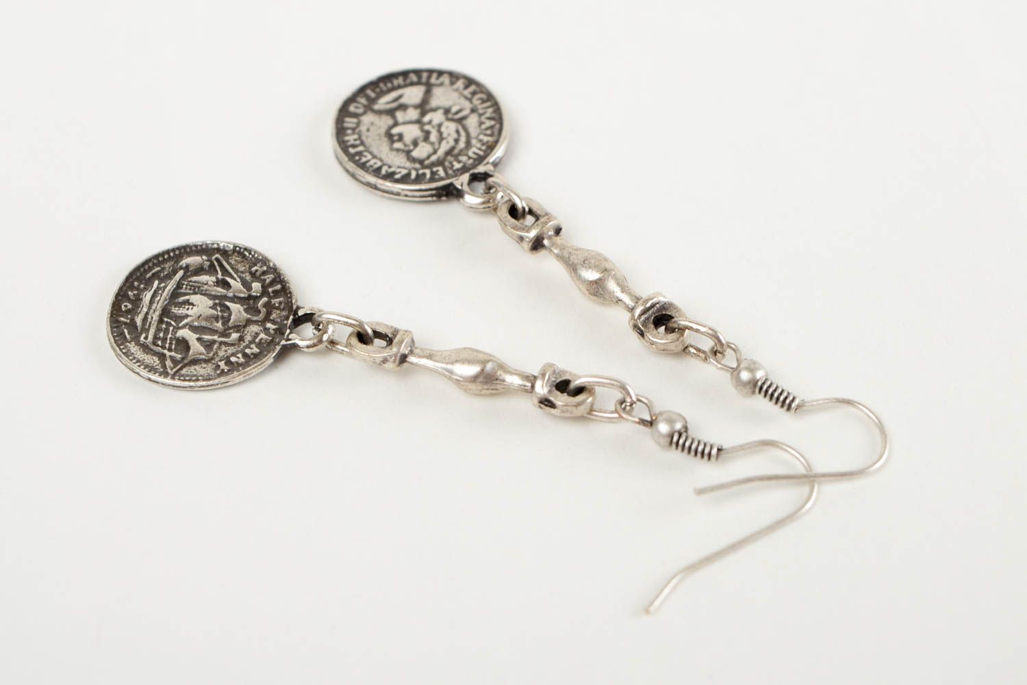 Boucles d'oreilles métal Bijou fait main pièces de monnaie Cadeau pour femme photo 5