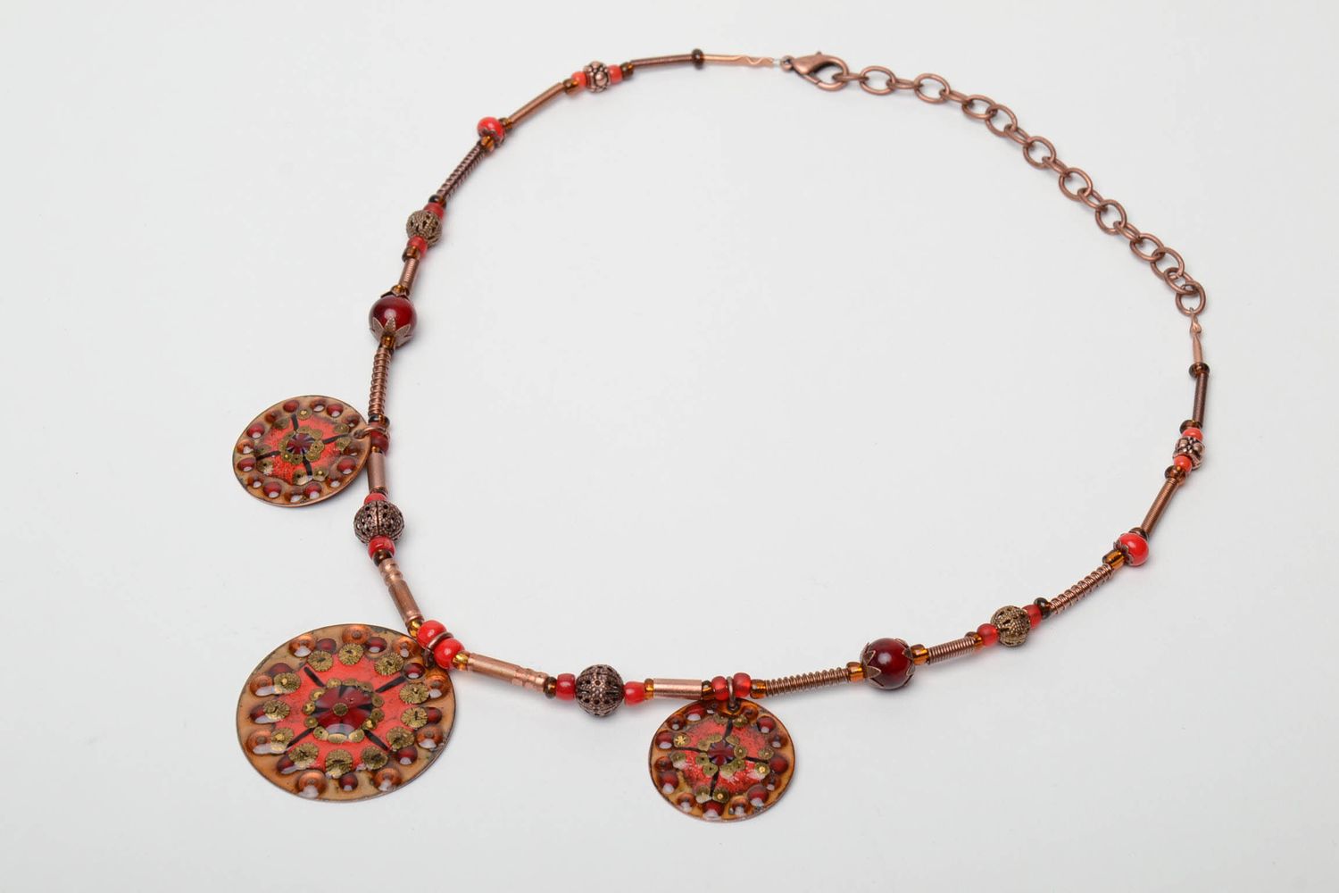 Copper necklace with round charms photo 3