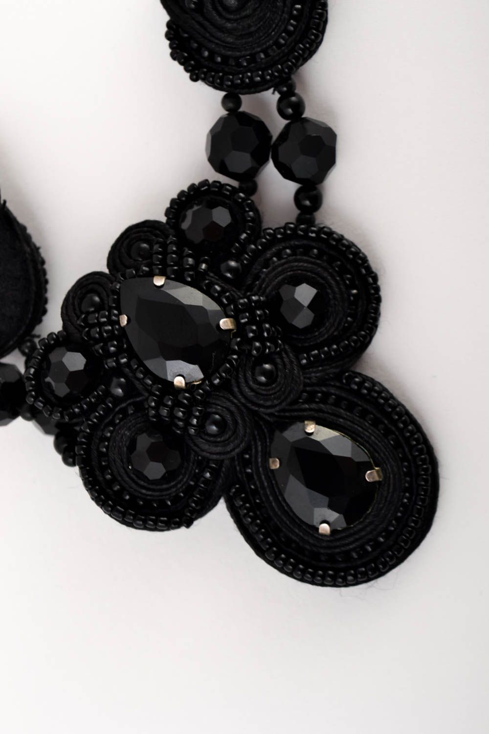 Handmade soutache necklace designer jewelry beautiful black accessories photo 2