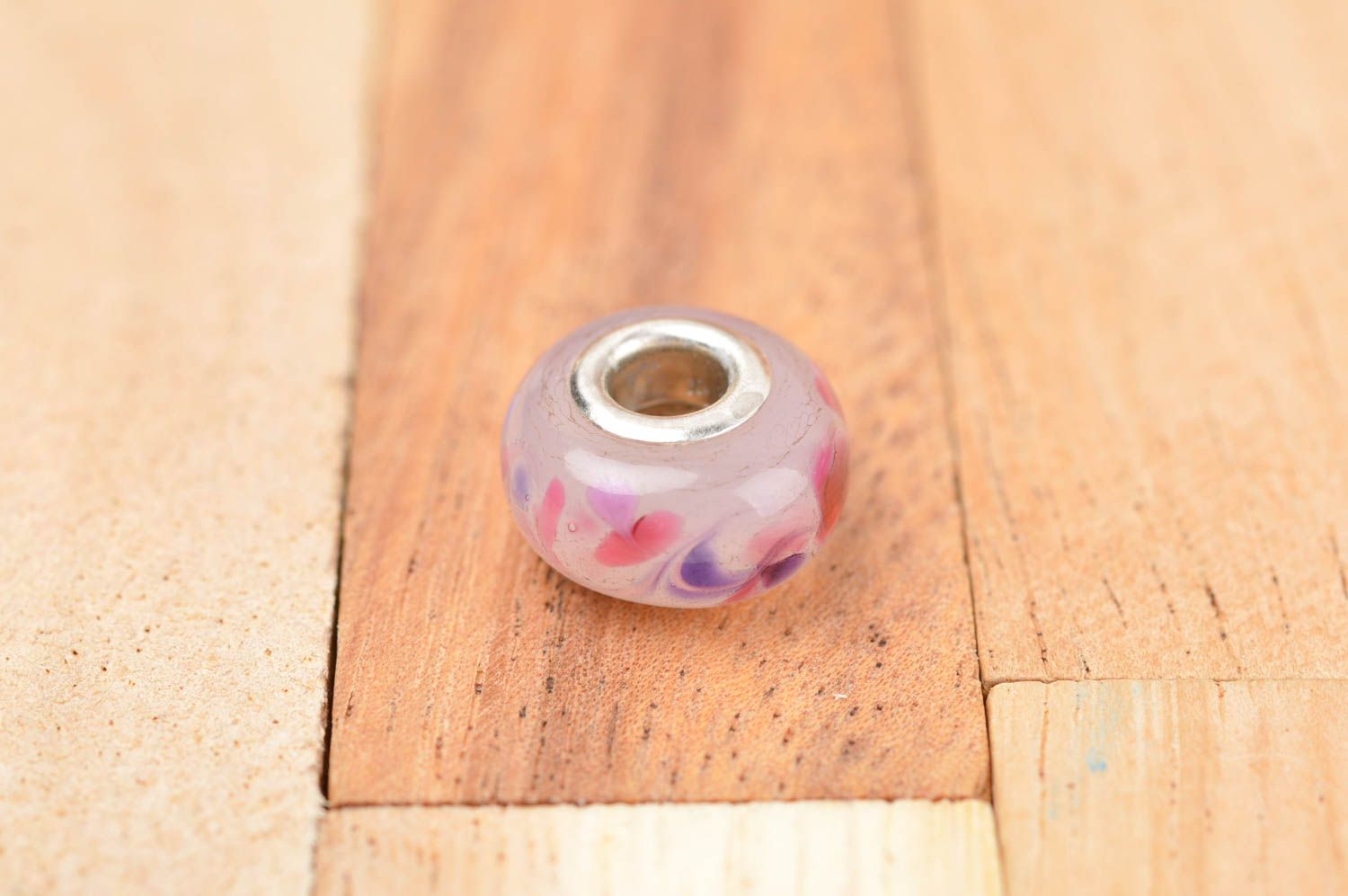 Сuenta de vidrio artesanal complemento para pulseras regalo original rosa foto 2