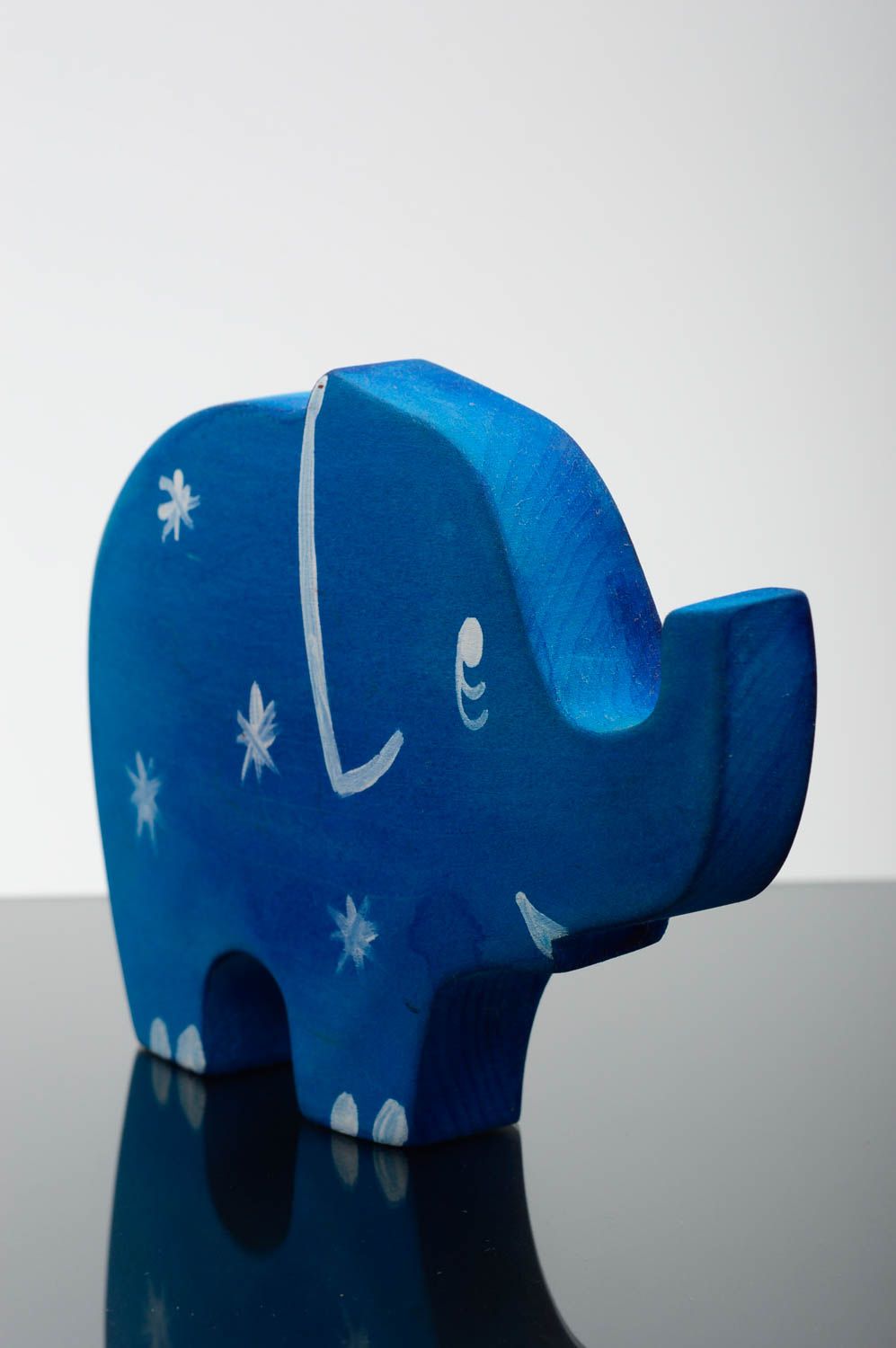 Figur Elefant blau Holz Figur handmade Deko Ideen Haus Geschenk für Kinder  foto 2