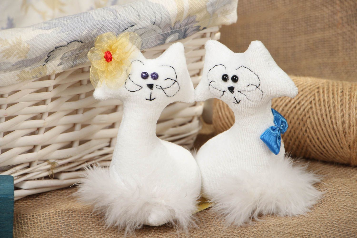 Мягкие игрушки ручной работы Коты-валентинчики фото 5