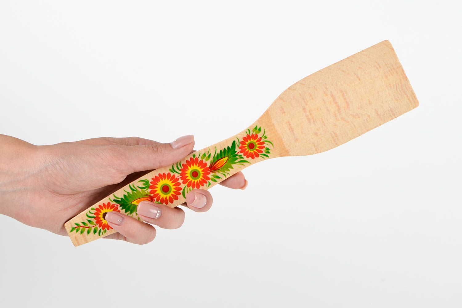 Handmade beautiful spatula wooden painted spatula unusual kitchen utensil photo 2
