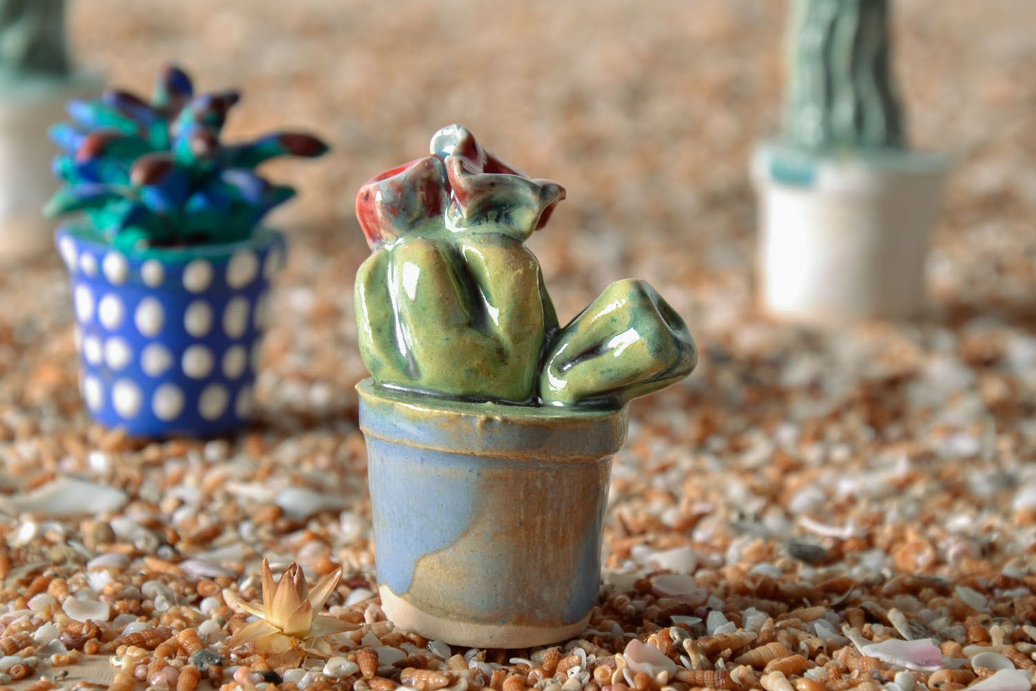 Figura de cerámica en miniatura Cacto foto 1