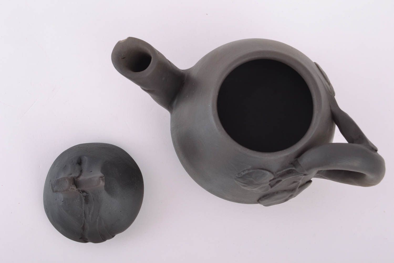 Théière en céramique faite main noire de design style ethnique décoration photo 4