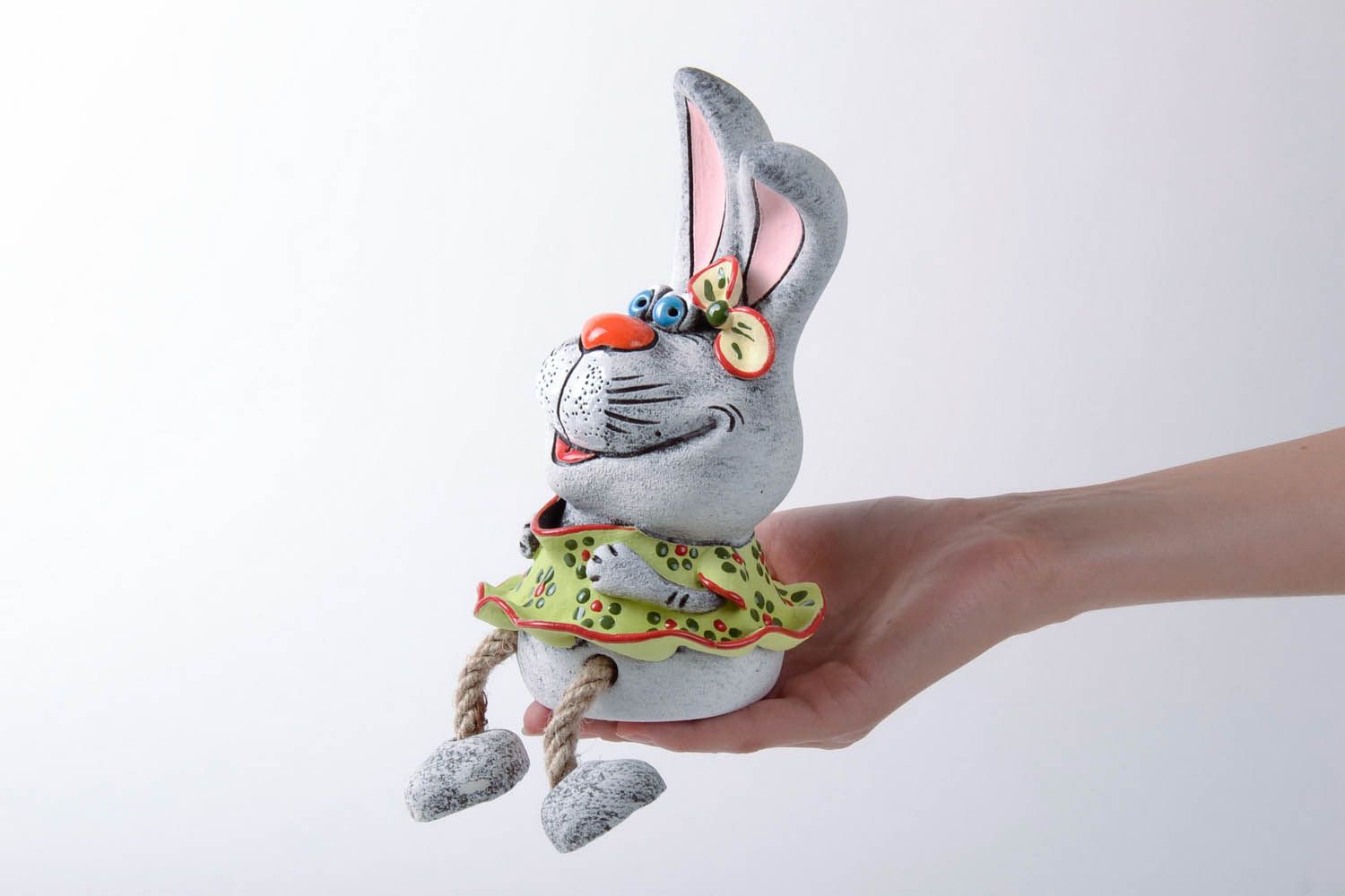 Coniglio salvadanaio fatto a mano in ceramica dipinto a mano idea regalo  foto 5