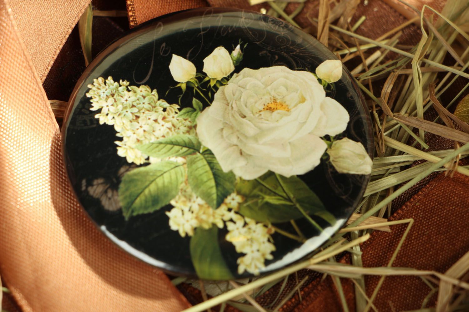 Kleiner Taschenspiegel Flieder und Rose foto 5