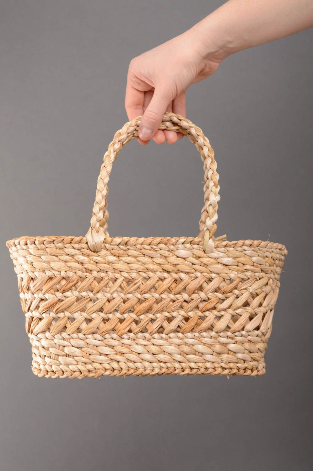 Beautiful reedmace woven basket purse photo 5