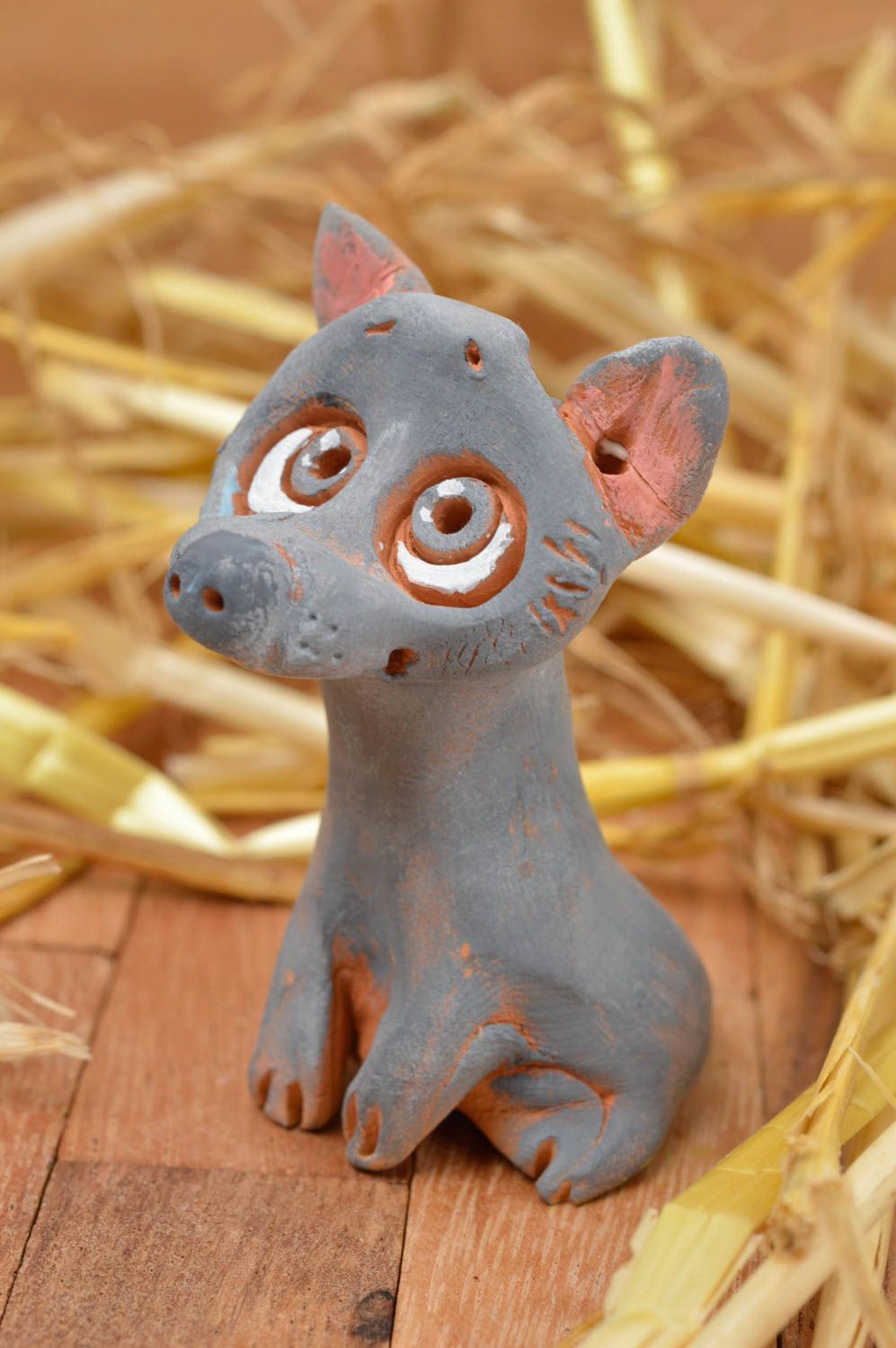 Статуэтка для декора ручной работы лисенок статуэтка животного фигурка из глины фото 1