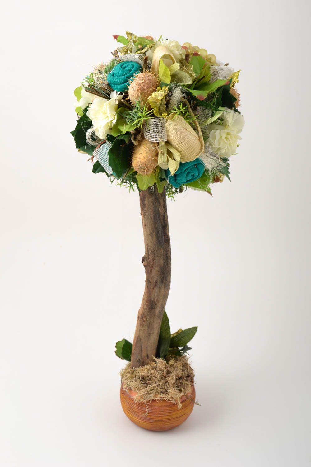 Topiario per la casa fatto a mano albero decorativo di fiori artificiali
 foto 4