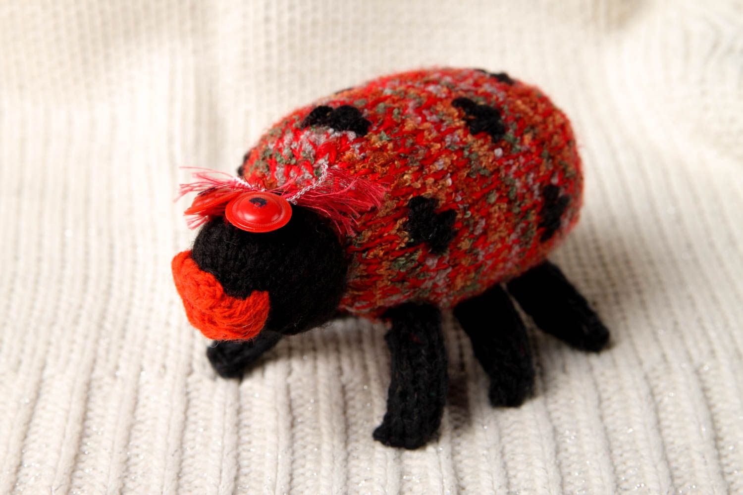 Jouet coccinelle Peluche faite main Cadeau enfant unique tricot crochet  photo 1