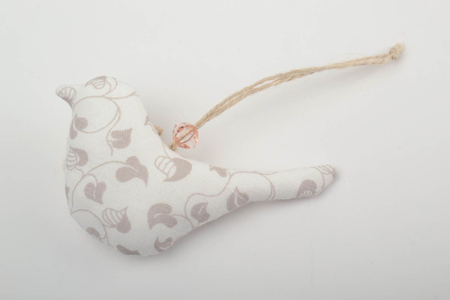 Petite décoration en tissu à suspendre claire en coton faite main oiseau photo 3