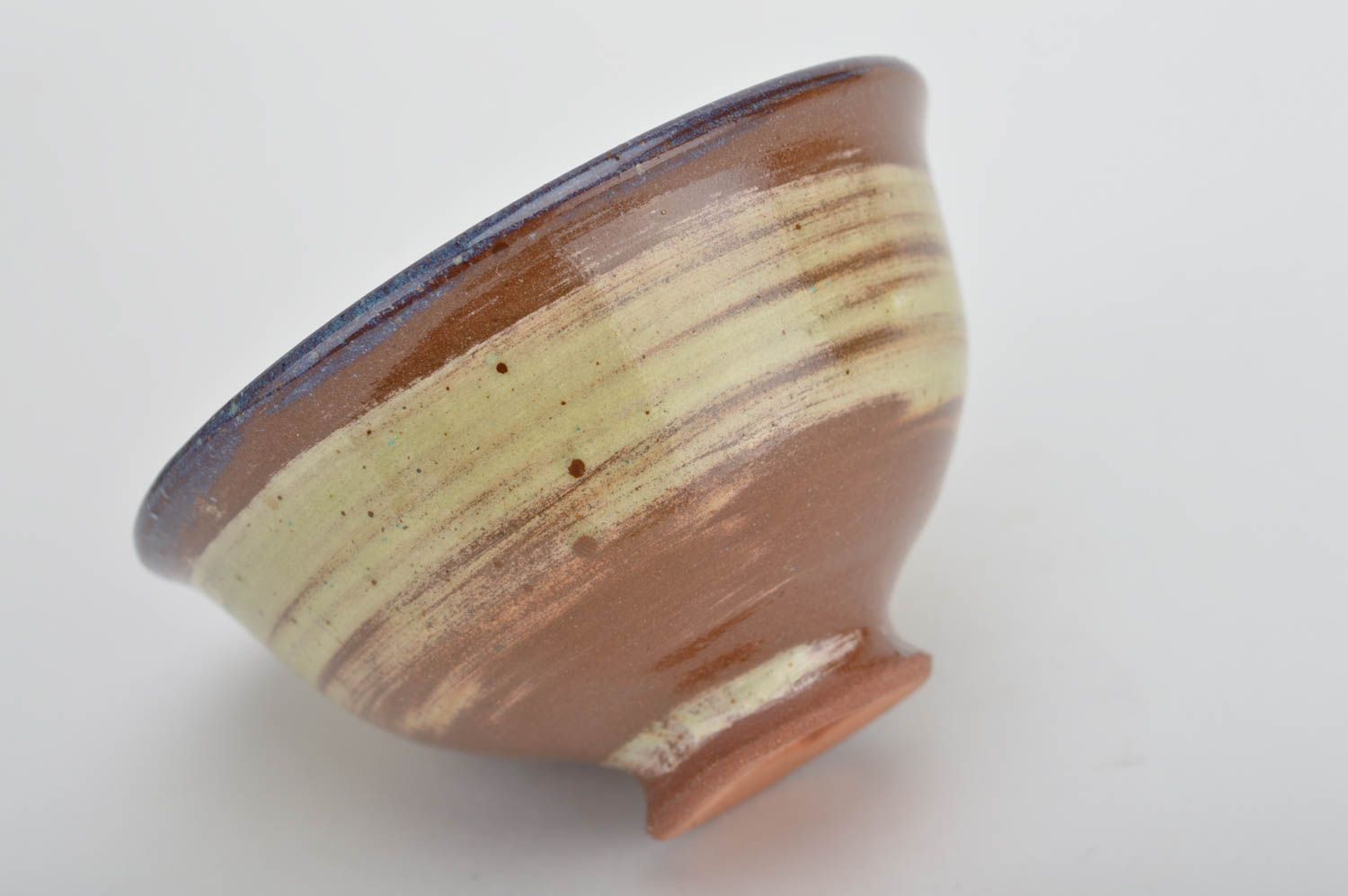 Handmade designer beautiful medium bowl made of clay and covered with glaze photo 5