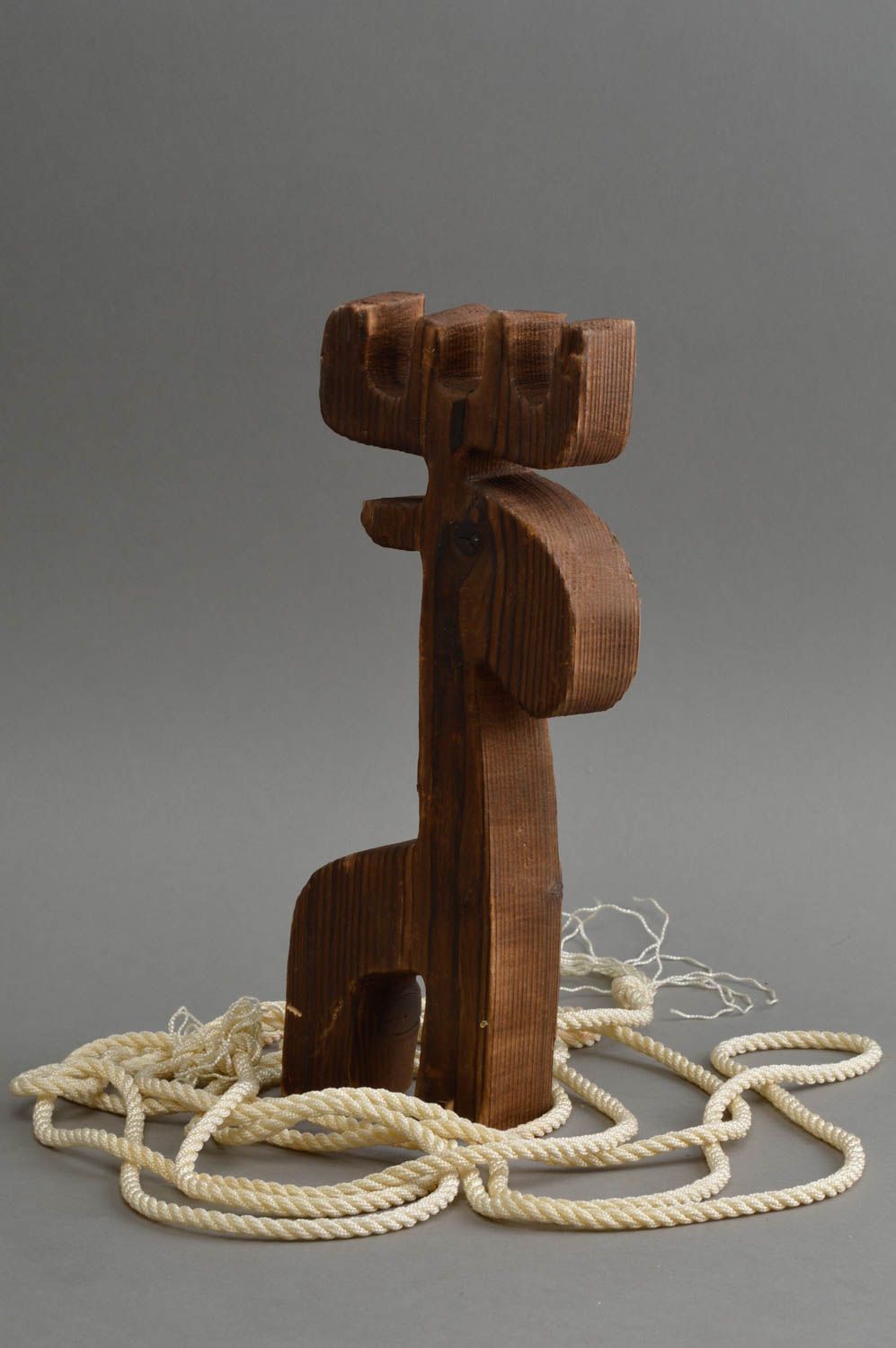 Figurine décorative en bois de style primitif faite main originale Élan photo 2