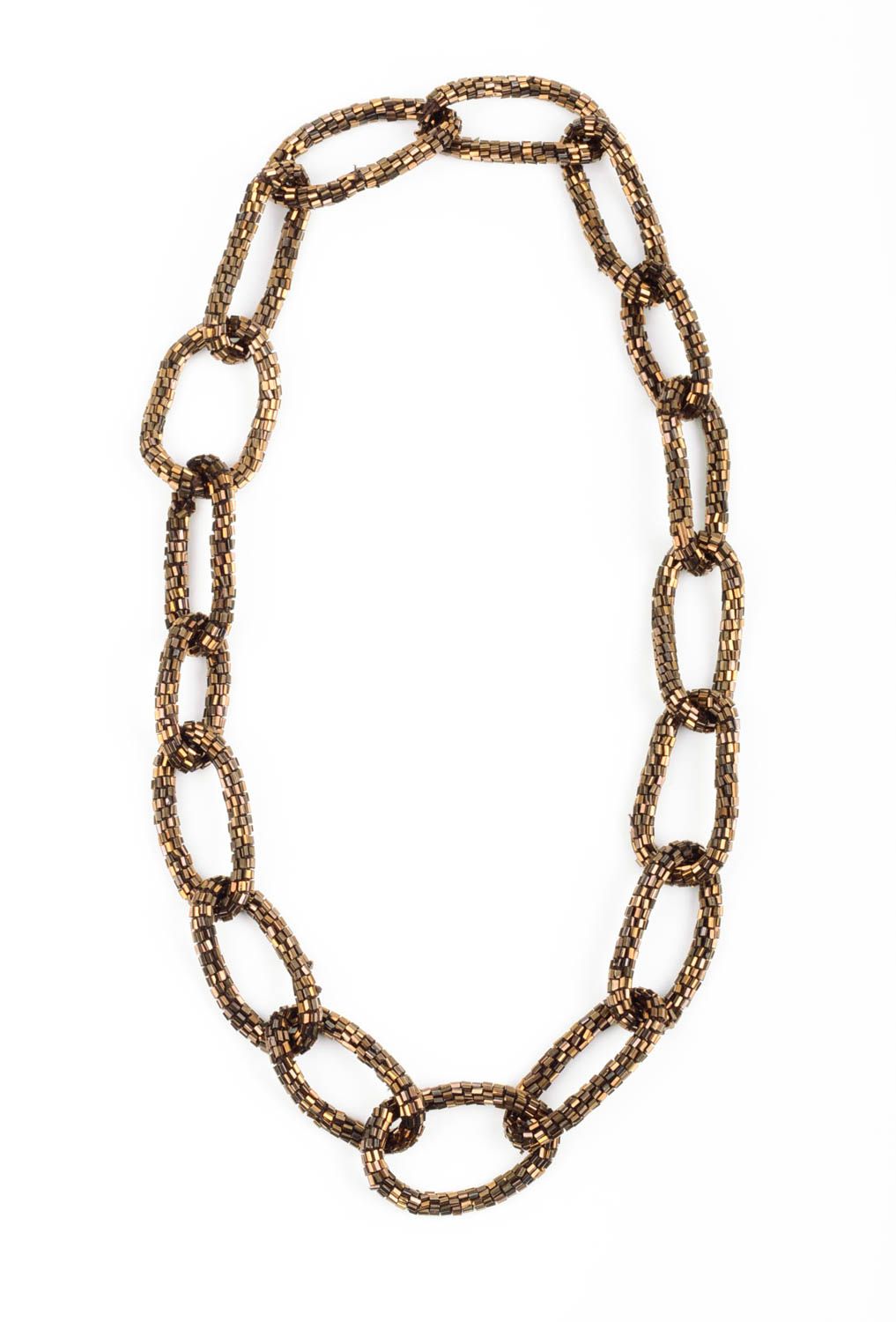 Collier chaîne en perles de rocaille fait main couleur de bronze original photo 1