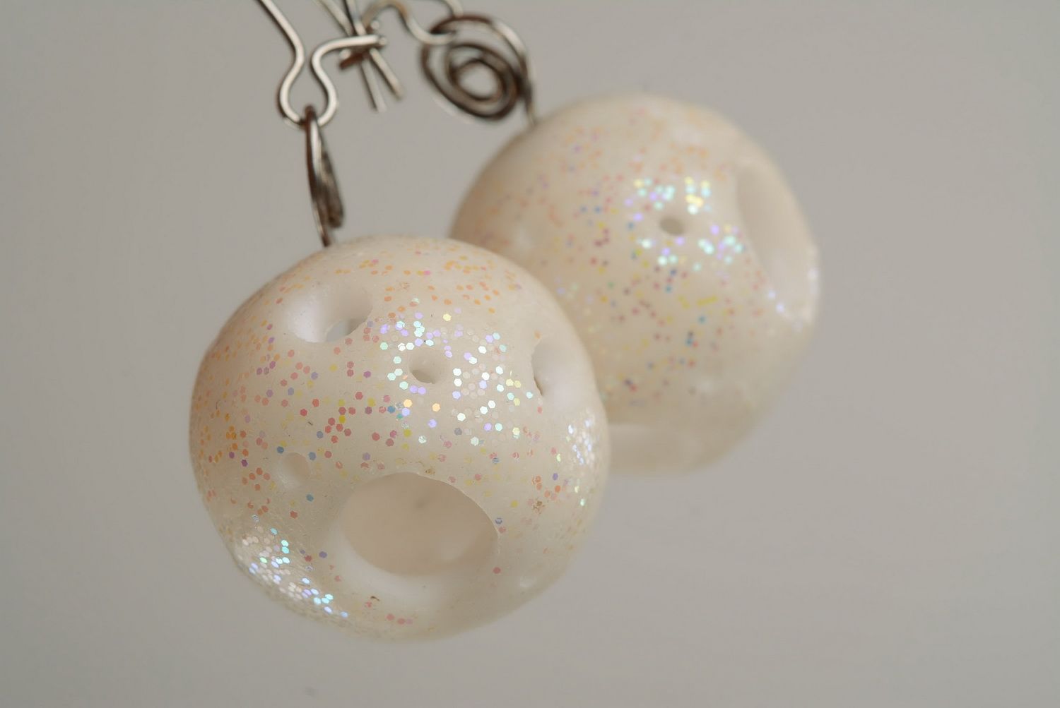 Luminous earrings made of polymer clay photo 2