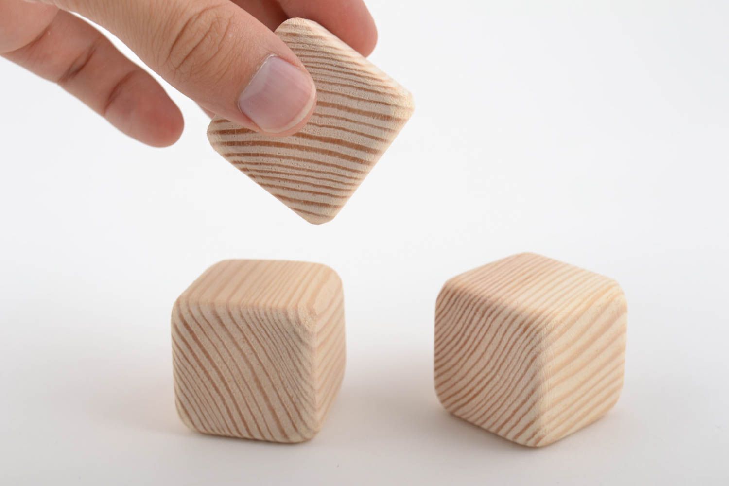 Set of handmade wooden blank cubes for creative work 3 pieces educational toys photo 5